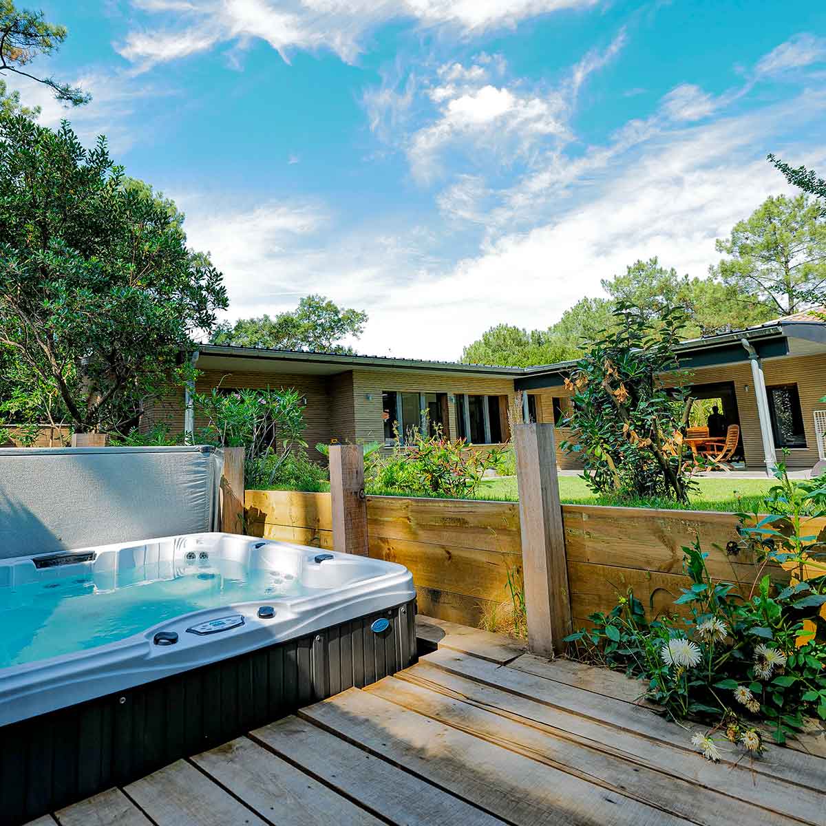 Hot tub in the garden of a villa in the sunshine